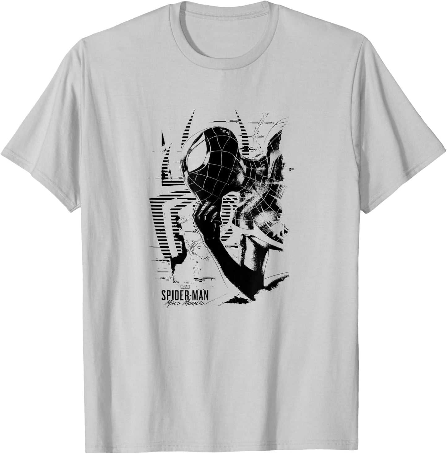 Marvel Spider-Man: Miles Morales Black & White Portrait T-Shirt - T-Shirt | Ash