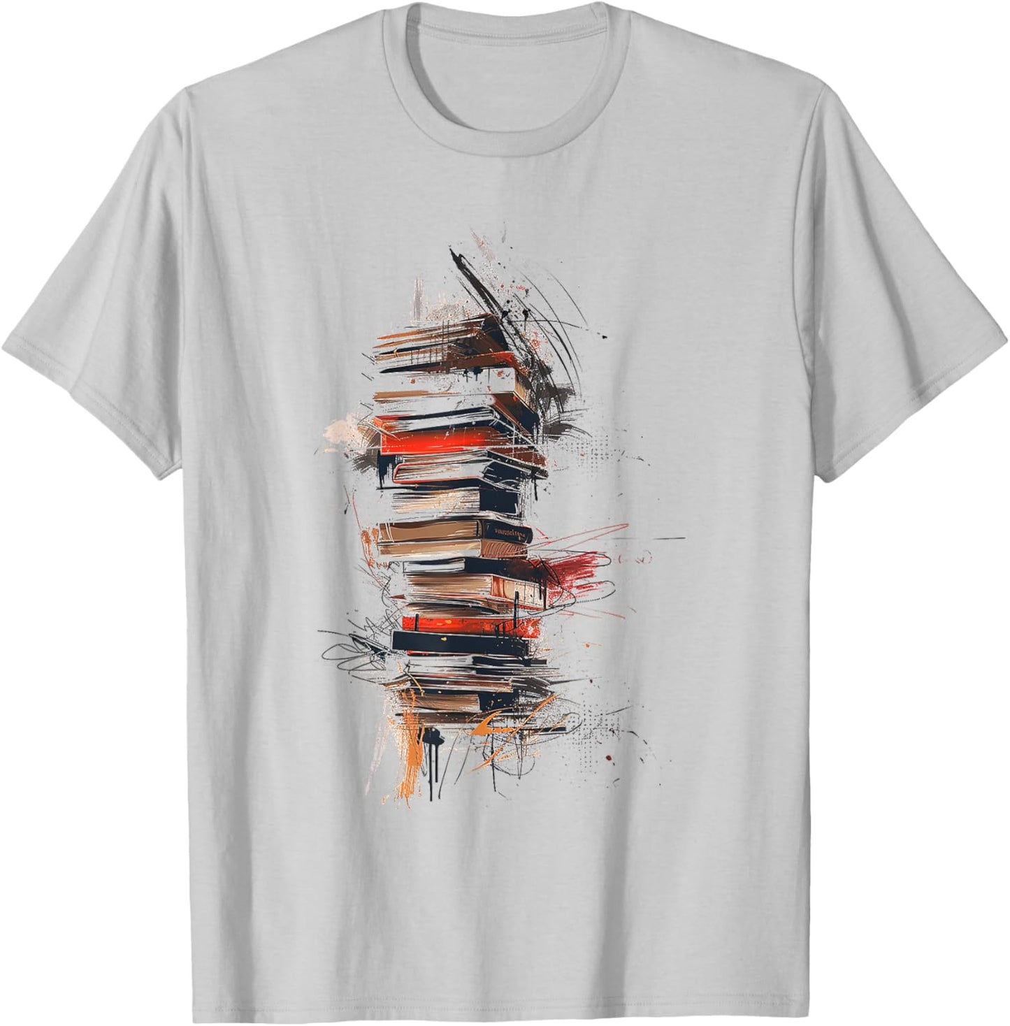 Books Abstract Graphic Drawing Art Painting Books T-Shirt - T-Shirt | Ash