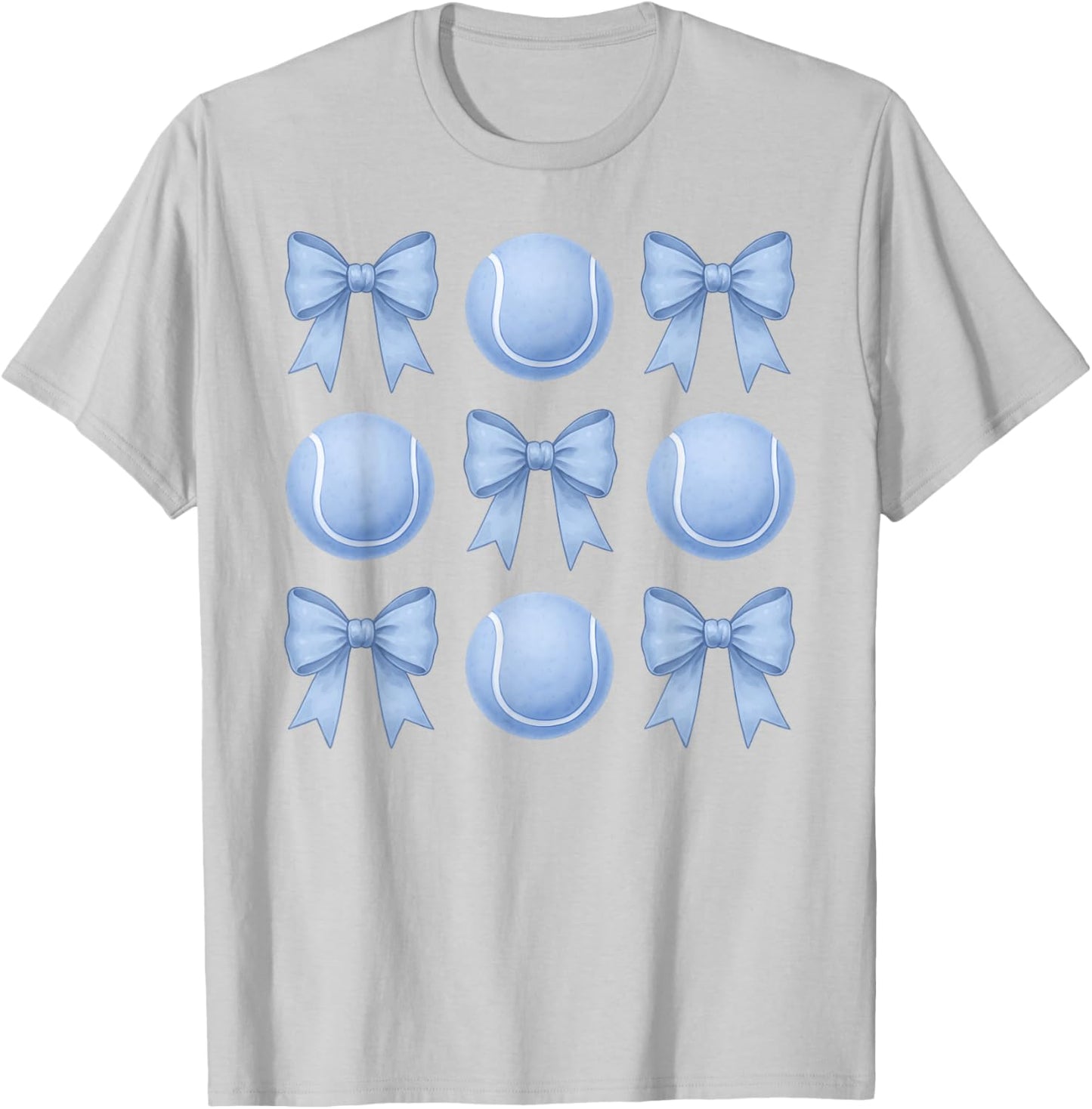 Tennis Coquette Toile Blue Bow Cute Girls Tennis T-Shirt - T-Shirt | Ash