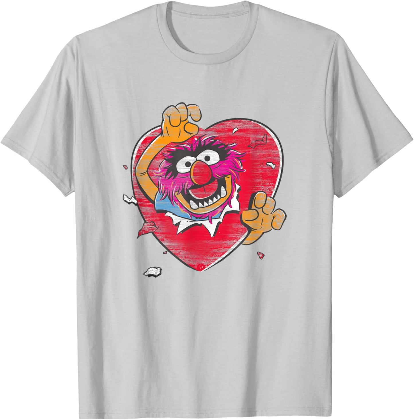 Disney The Muppets Valentine's Day Animal Big Heart Poster T-Shirt - T-Shirt | Ash