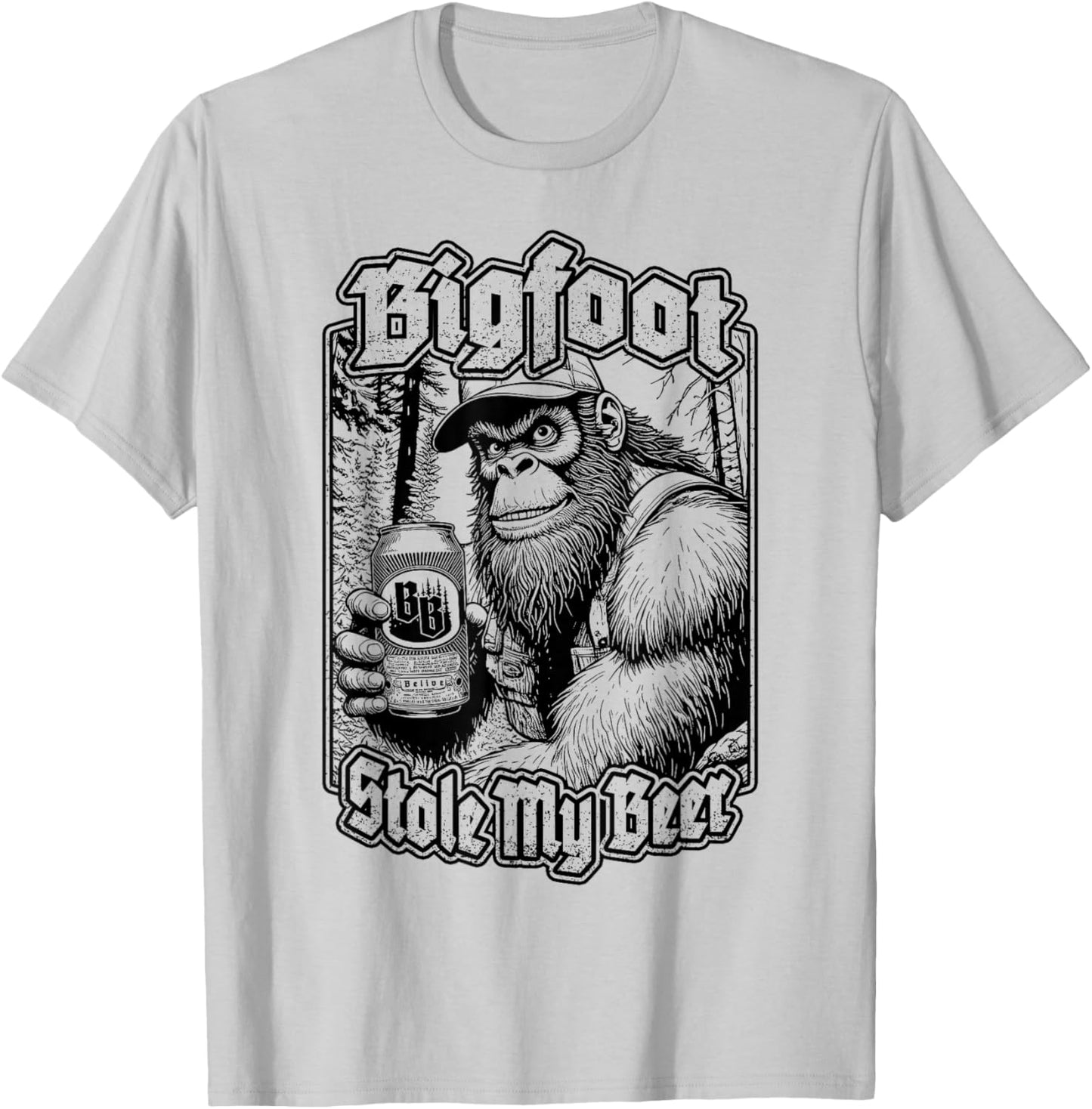 Bigfoot Stole My Beer Lover Funny Sasquatch Redneck Beers T-Shirt - T-Shirt | Ash