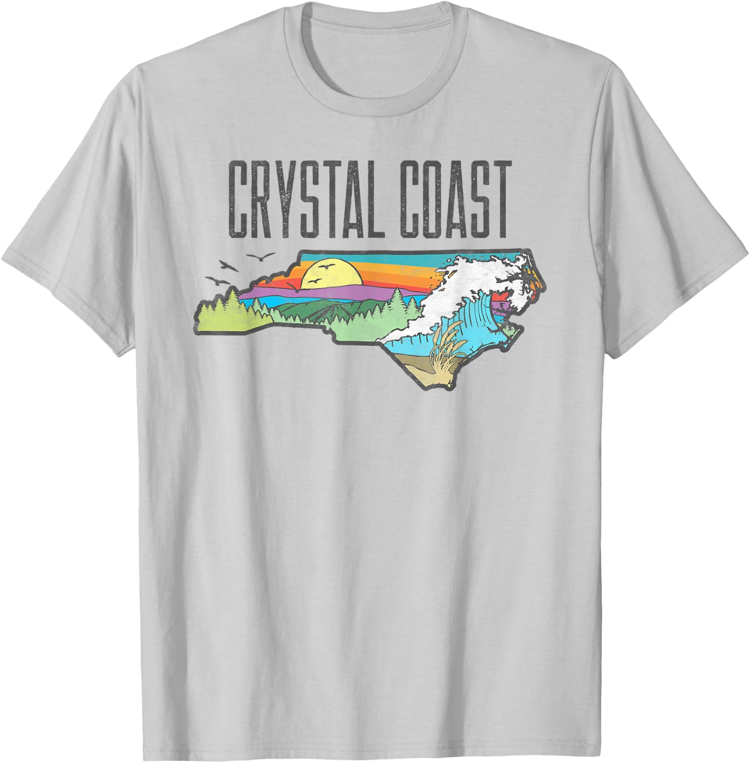 Crystal Coast State of North Carolina Outdoors Graphic T-Shirt - T-Shirt | Ash