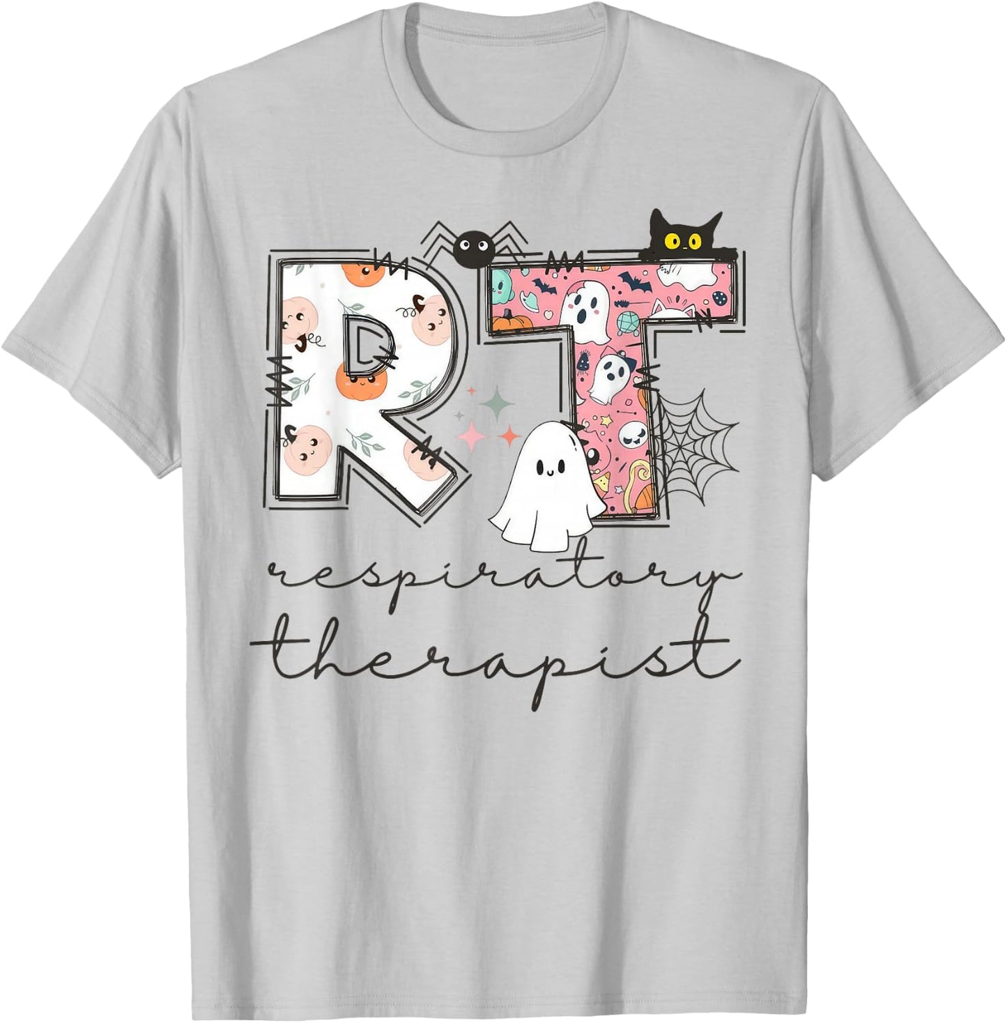 Respiratory Therapist Ghost RT Respiratory Therapy Halloween T-Shirt - T-Shirt | Ash