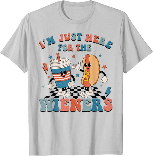 Hot Dog I'm Just Here For The Wieners 4Th Of July Women T-Shirt - T-Shirt | Ash