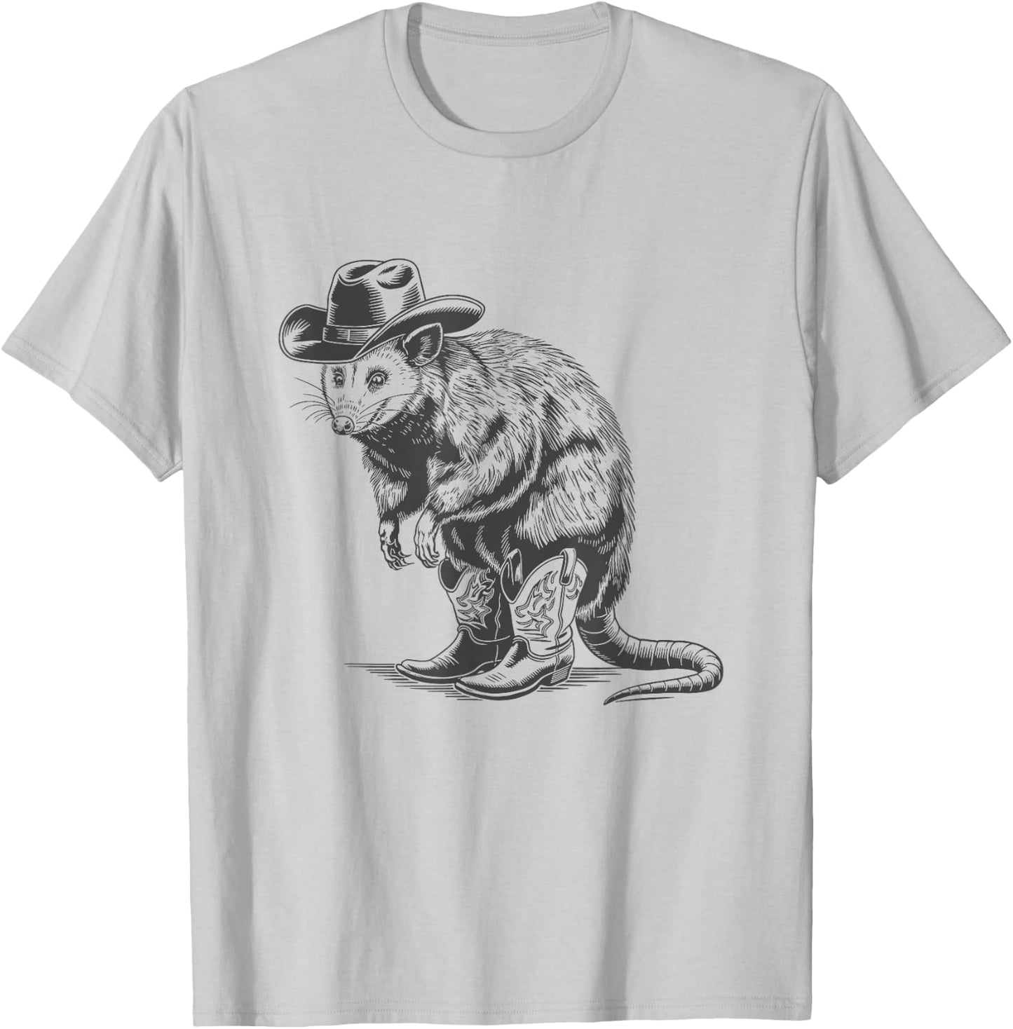 Funny Vintage Meme Humor Vintage Possum Cowboy Cowgirl Western Country Opossum T-Shirt - T-Shirt | Ash