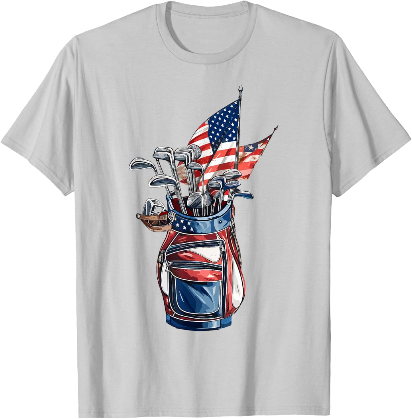 Vintage Golf Sport American Flag 4th of July, Sport Golfer T-Shirt - T-Shirt | Ash