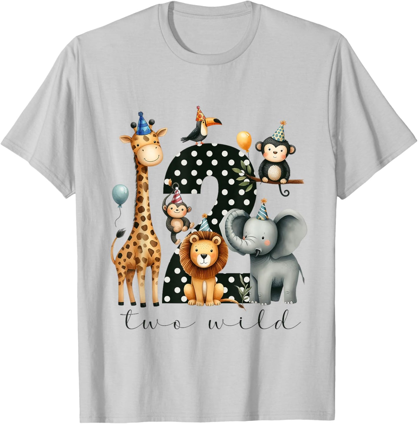 Two Wild Birthday Woodland Safari Jungle 2nd Birthday Boys T-Shirt - T-Shirt | Ash