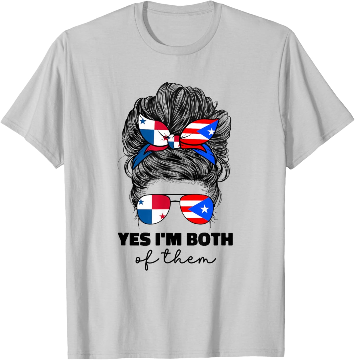 Half Panamanian And Puerto Rican Rico Panama Flag Girl Women T-Shirt - T-Shirt | Ash