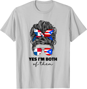 Half Panamanian And Puerto Rican Rico Panama Flag Girl Women T-Shirt - T-Shirt | Ash