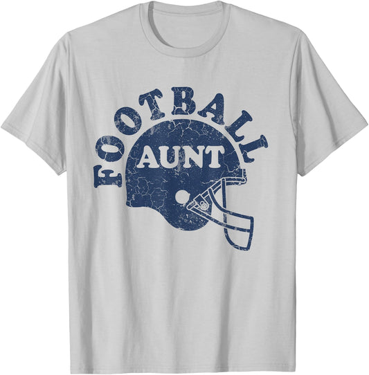 Football Aunt Blue Helmet Game Day Auntie T-Shirt - T-Shirt | Ash