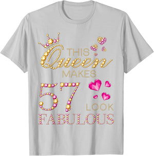 This Queen Makes 57 Look Fabulous 57 Years Old 57th Birthday T-Shirt - T-Shirt | Ash