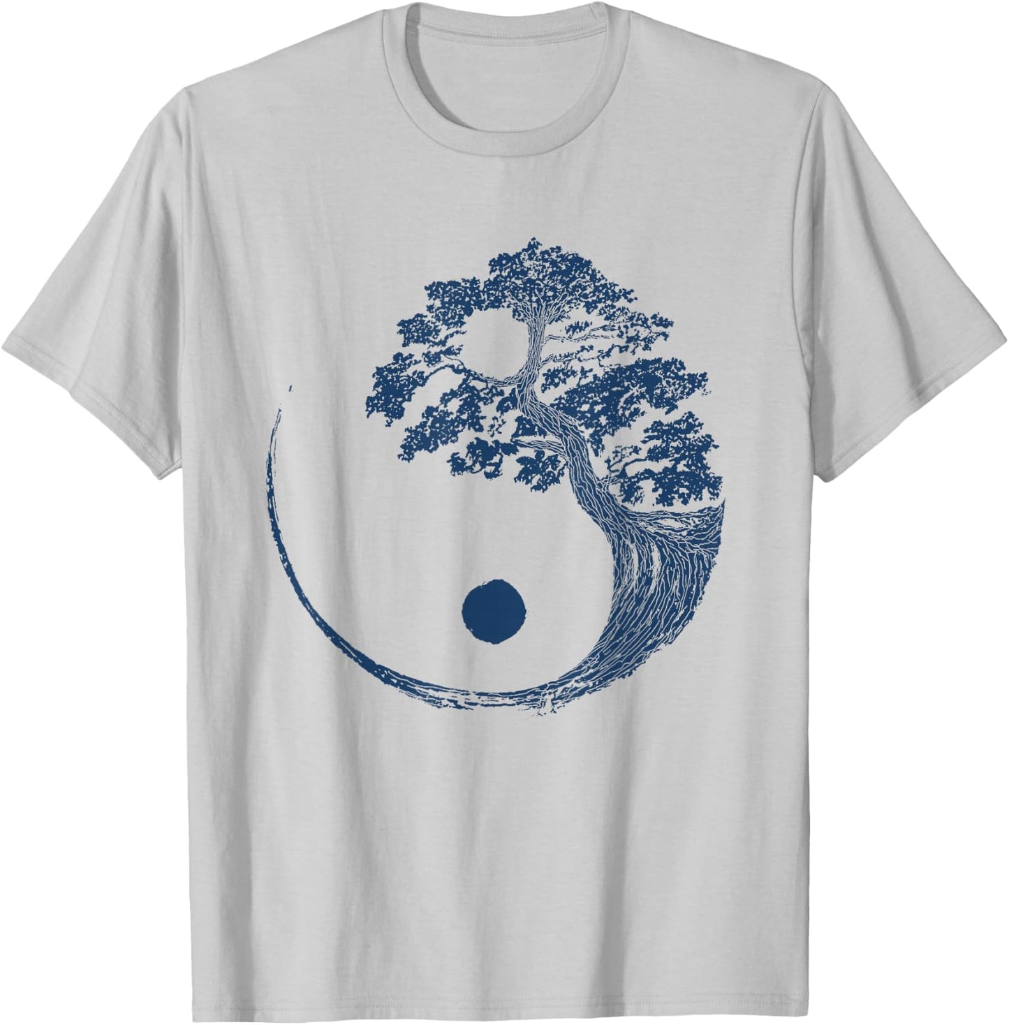 Yin Yang Blue Bonsai Tree Japanese Buddhist Zen Gift T-Shirt - T-Shirt | Ash