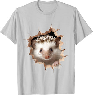 Hedgehog Animal Print Portrait Cute Hedgehog T-Shirt - T-Shirt | Ash