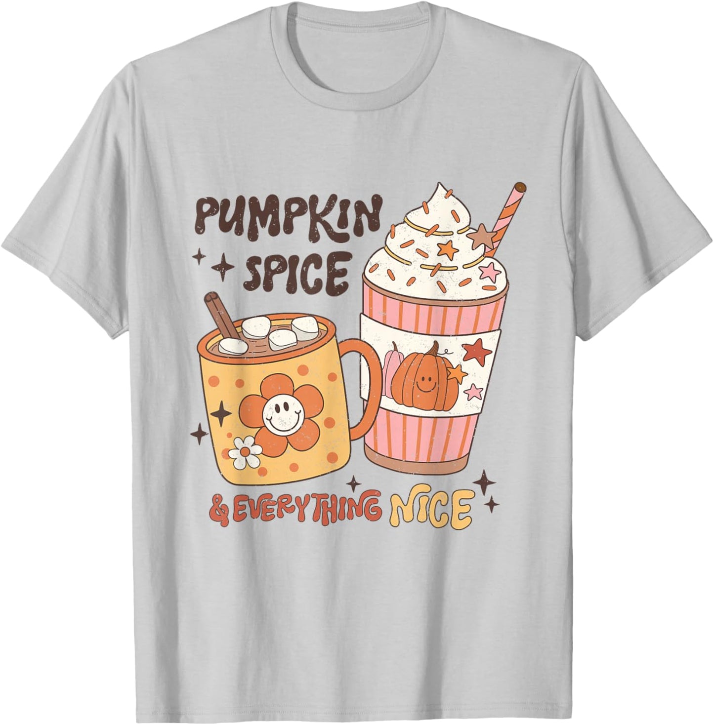 Fall coffee pumpkin spice latte iced warm cozy autumn orange T-Shirt - T-Shirt | Ash