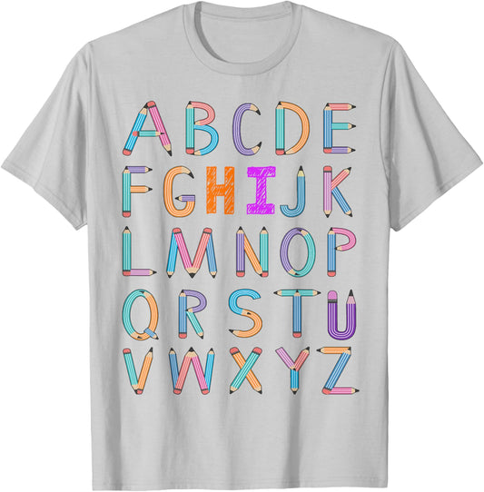 back to school Kindergarten Alphabet ABC Teacher Women kids T-Shirt - T-Shirt | Ash