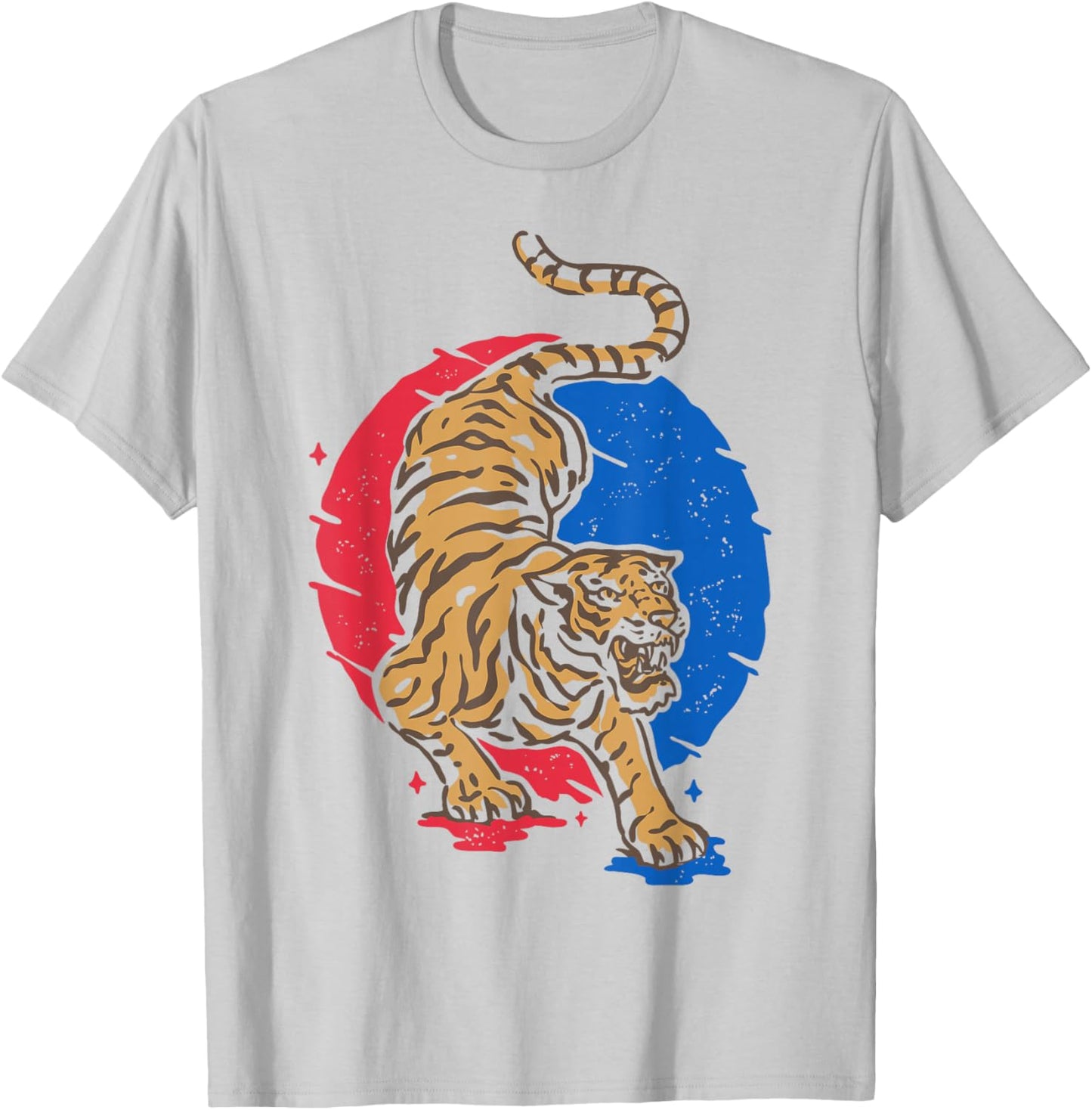 Korea Tiger Illustration - Hangul South Korean Gift T-Shirt - T-Shirt | Ash