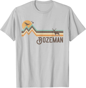 Bozeman - Vintage Men Women 70s 80s Graphic Cool Nature T-Shirt - T-Shirt | Ash