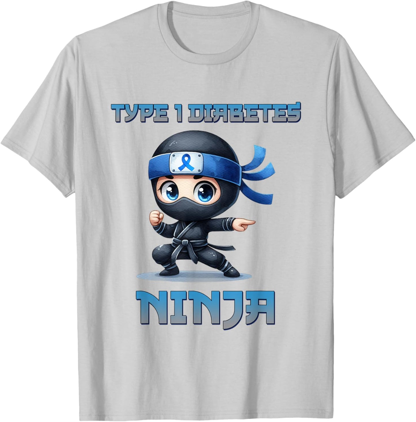 Type 1 Diabetes Awareness Ninja T1D Warrior Fighter Kids T-Shirt - T-Shirt | Ash