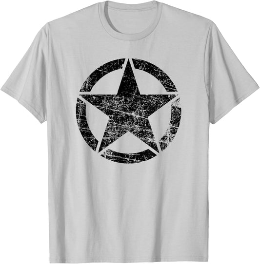 Vintage Army Star Classic Retro USA Military Distressed Logo T-Shirt - T-Shirt | Ash
