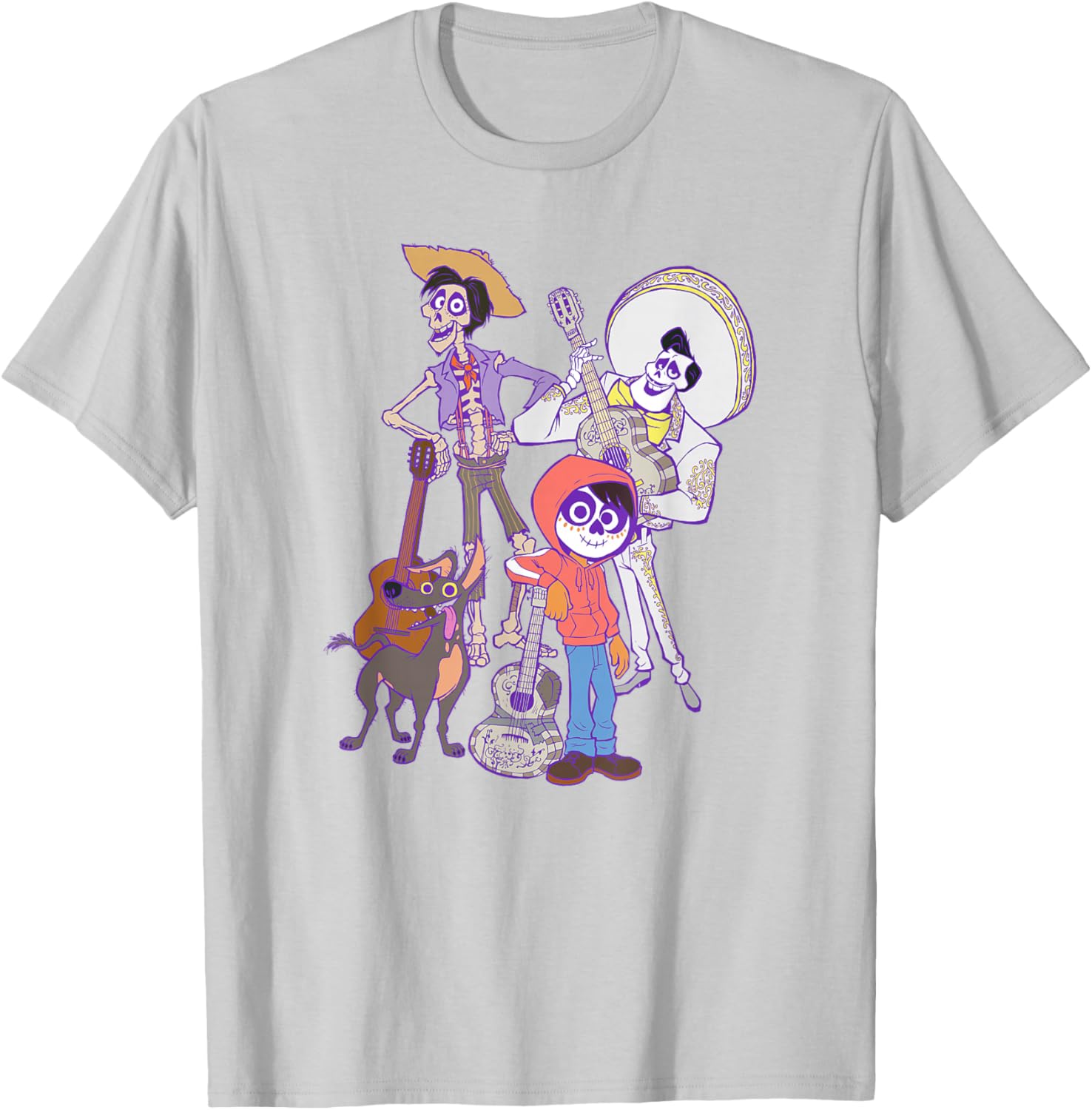 Disney Pixar Coco Main Characters Group Shot Chest Portrait T-Shirt - T-Shirt | Ash