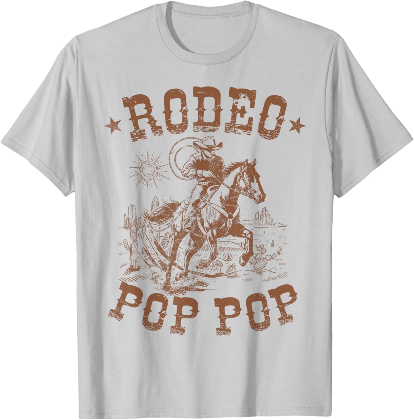 Rodeo Pop Pop Western Cowboy Family Matching Father's Day T-Shirt - T-Shirt | Ash