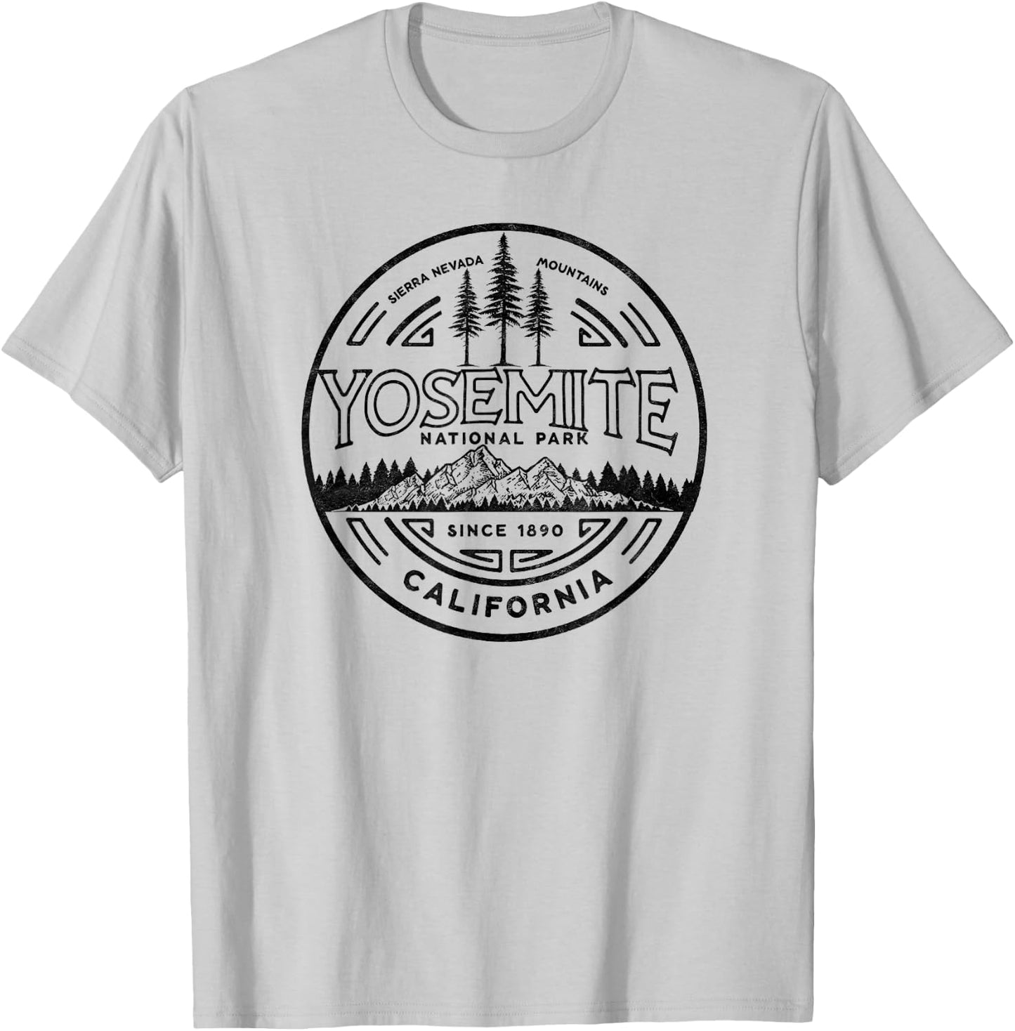 Yosemite National Park Distressed Minimalist Design T-Shirt - T-Shirt | Ash
