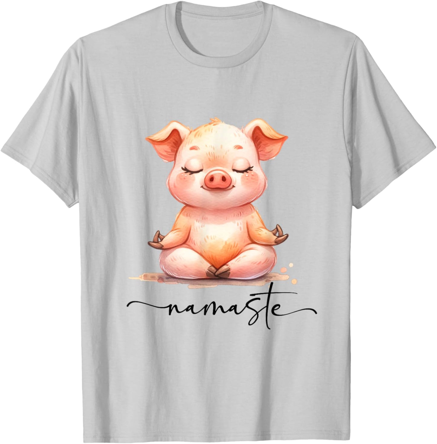Cute Pig Yoga Colorful Meditation Zen Namaste T-Shirt - T-Shirt | Ash