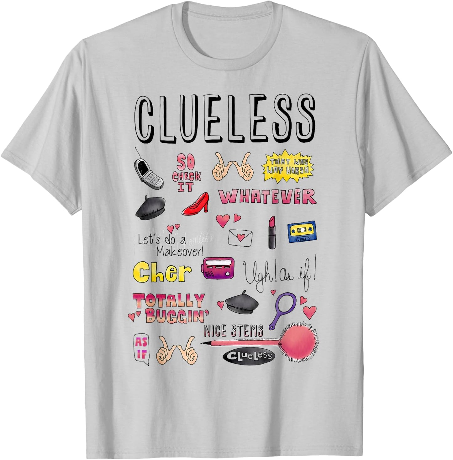 Clueless Icon Doodles T-Shirt - T-Shirt | Ash