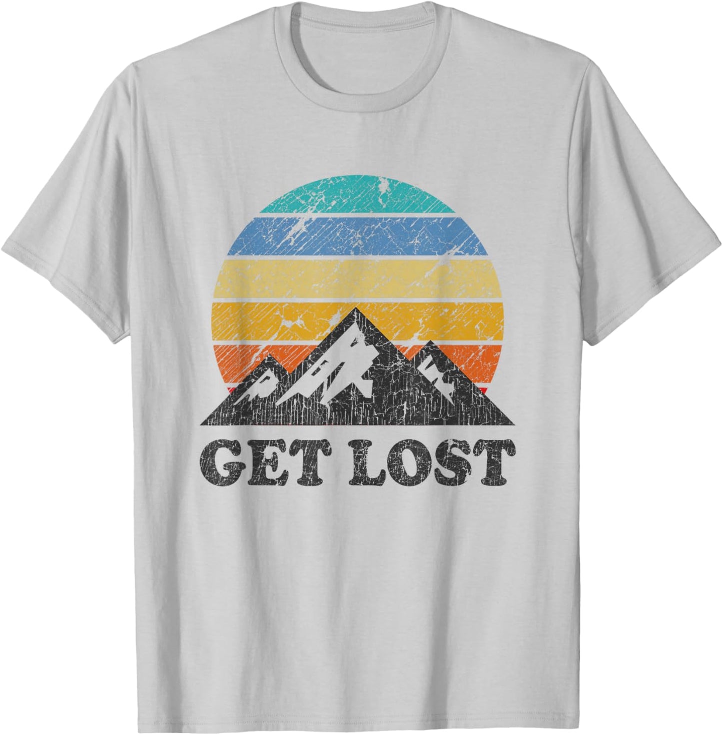 Vintage Car Hiking - Retro Sunset Mountain Walker T-Shirt - T-Shirt | Ash