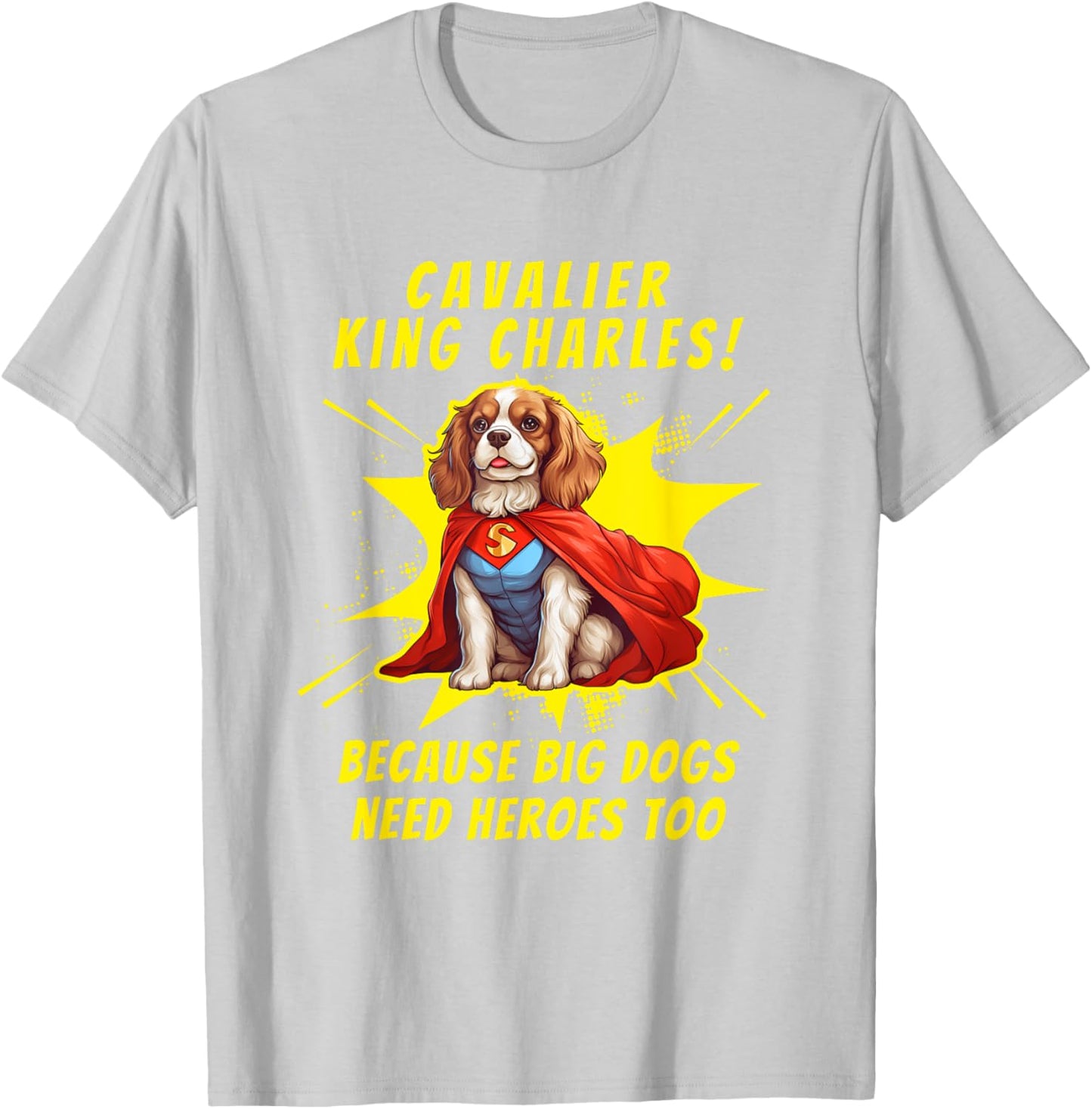 Superdog Cavalier King Charles Spaniel Dog T-Shirt - T-Shirt | Ash