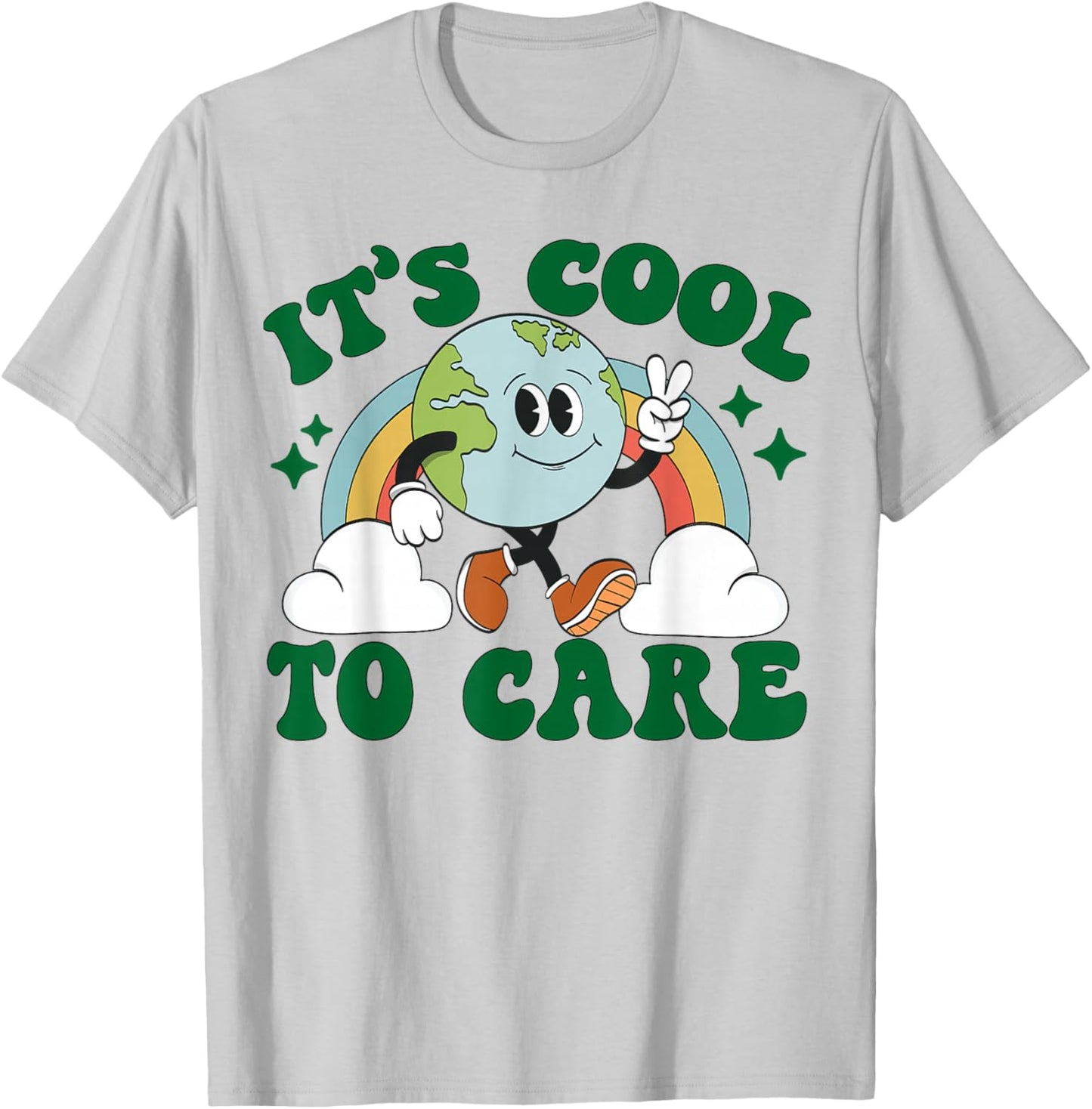 It's Cool To Care Earth Day Groovy 70s Retro Trendy Cute T-Shirt - T-Shirt | Ash