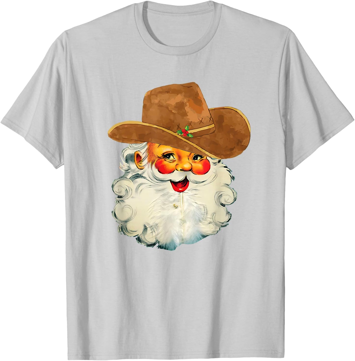 Santa Cowboy Western Christmas Xmas Holiday Pajamas T-Shirt - T-Shirt | Ash