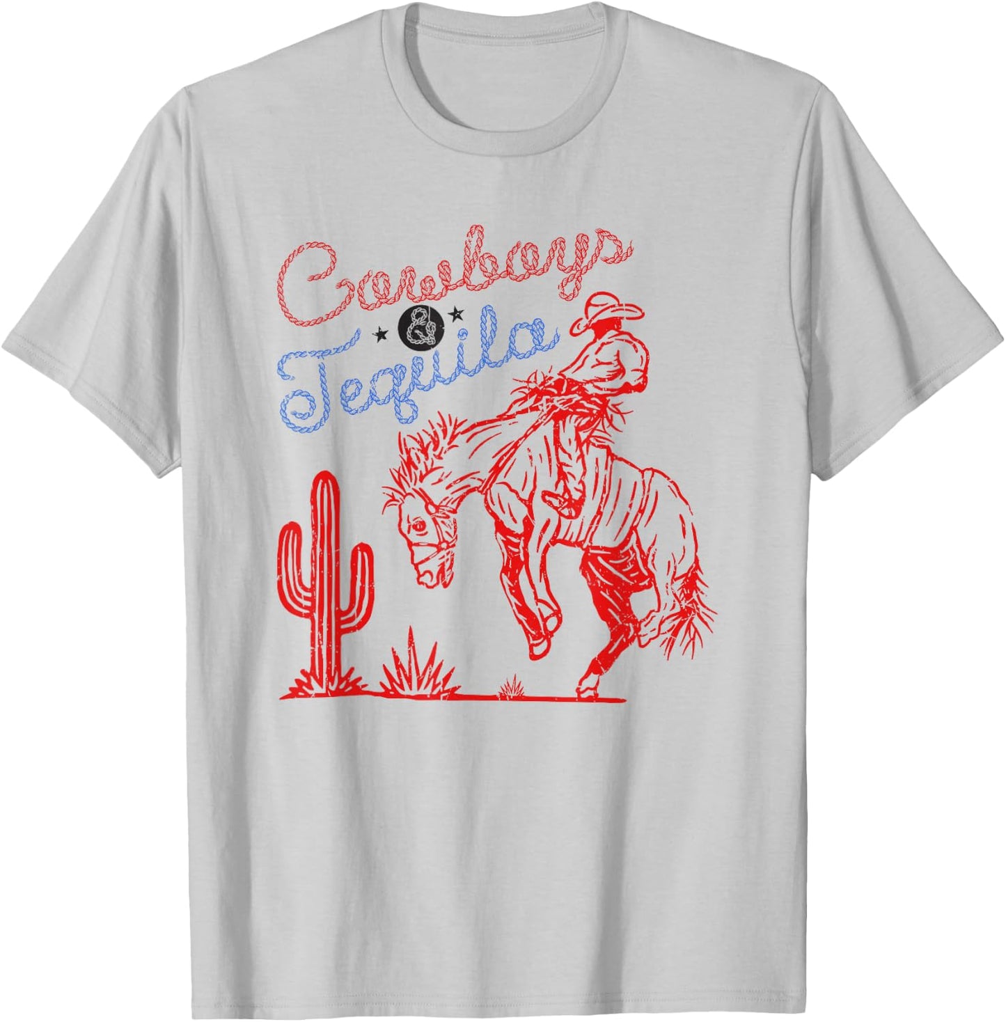 Cowboys & Tequila Rodeo Country T-Shirt - T-Shirt | Ash