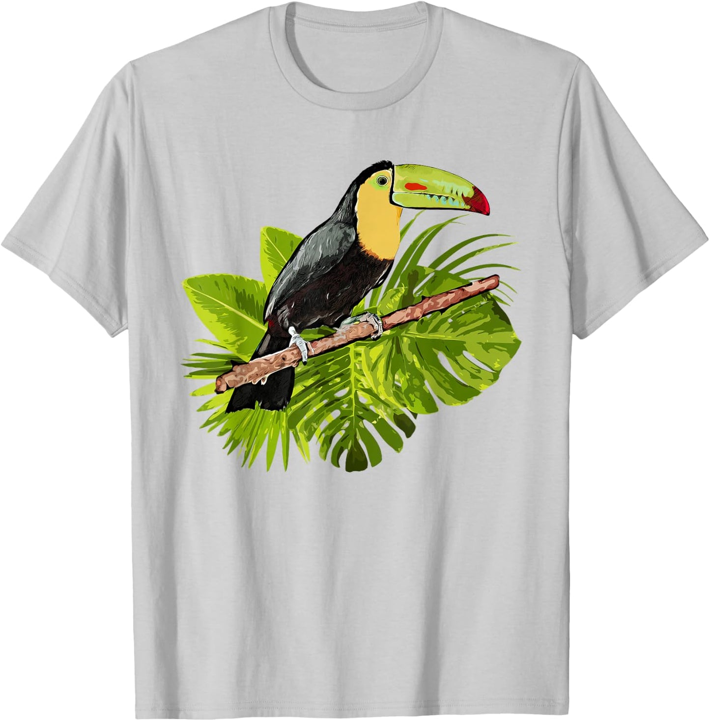 Watercolor Toucan Palm Leaves Rainforest Toucan T-Shirt - T-Shirt | Ash