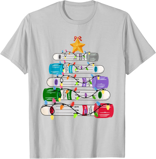 Test Tube Christmas Tree Phlebotomy Lab Scientist Lab Techs T-Shirt - T-Shirt | Ash