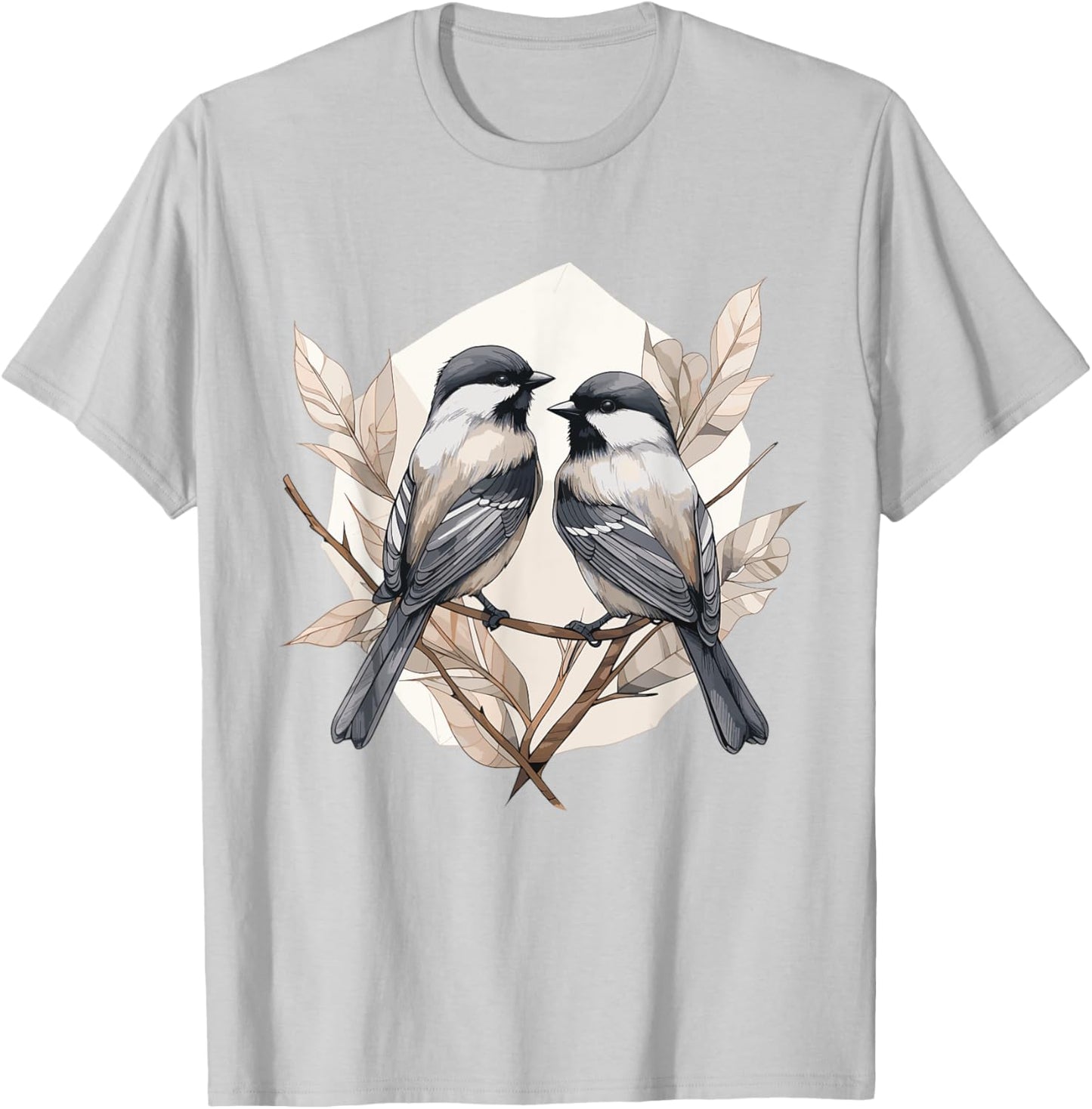 Black capped Chickadee Geometric Patten Art,Cute Bird Lover T-Shirt - T-Shirt | Ash