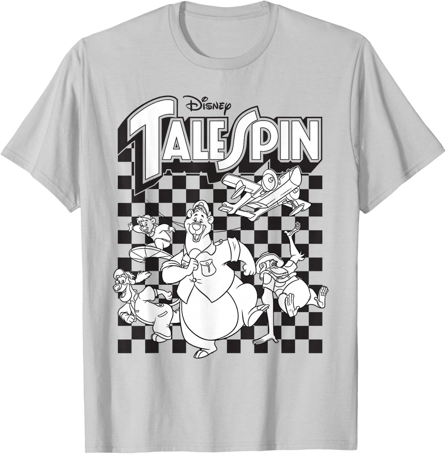 Talespin - Characters Checkered T-Shirt - T-Shirt | Ash