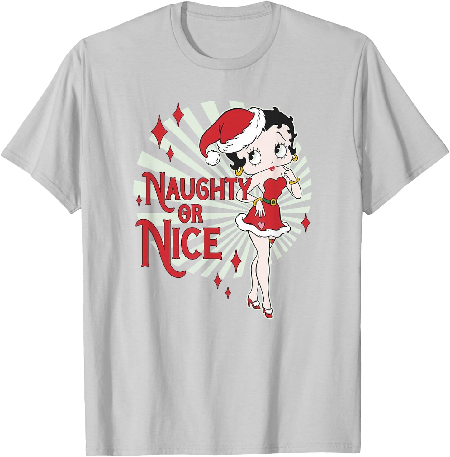 Betty Boop Christmas Naughty Or Nice Santa Betty T-Shirt - T-Shirt | Ash