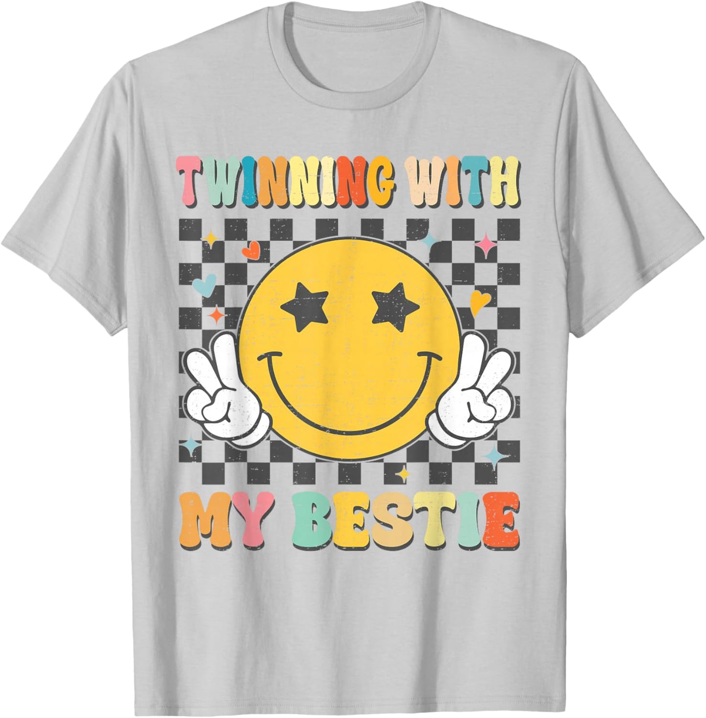 Retro Groovy Twinning With My Bestie Girls Friends Matching T-Shirt - T-Shirt | Ash