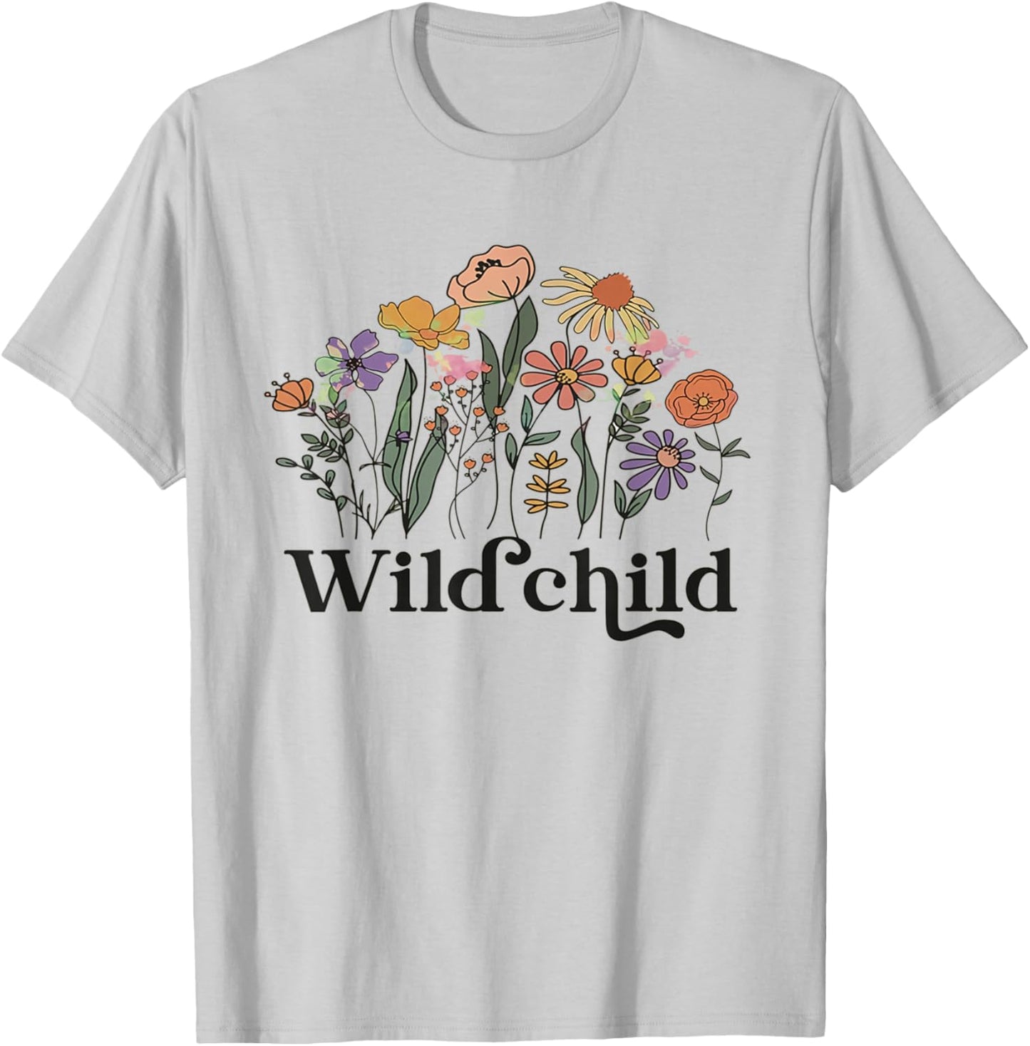 Wild Child Wildflowers Kids Retro Girls Boys Toddler Kids T-Shirt - T-Shirt | Ash