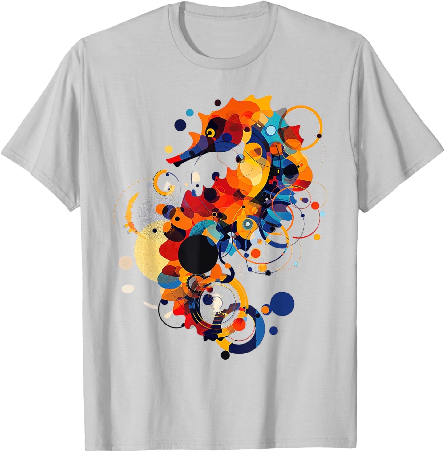 Seahorse Abstract Animal Geometric Art Seahorse T-Shirt - T-Shirt | Ash