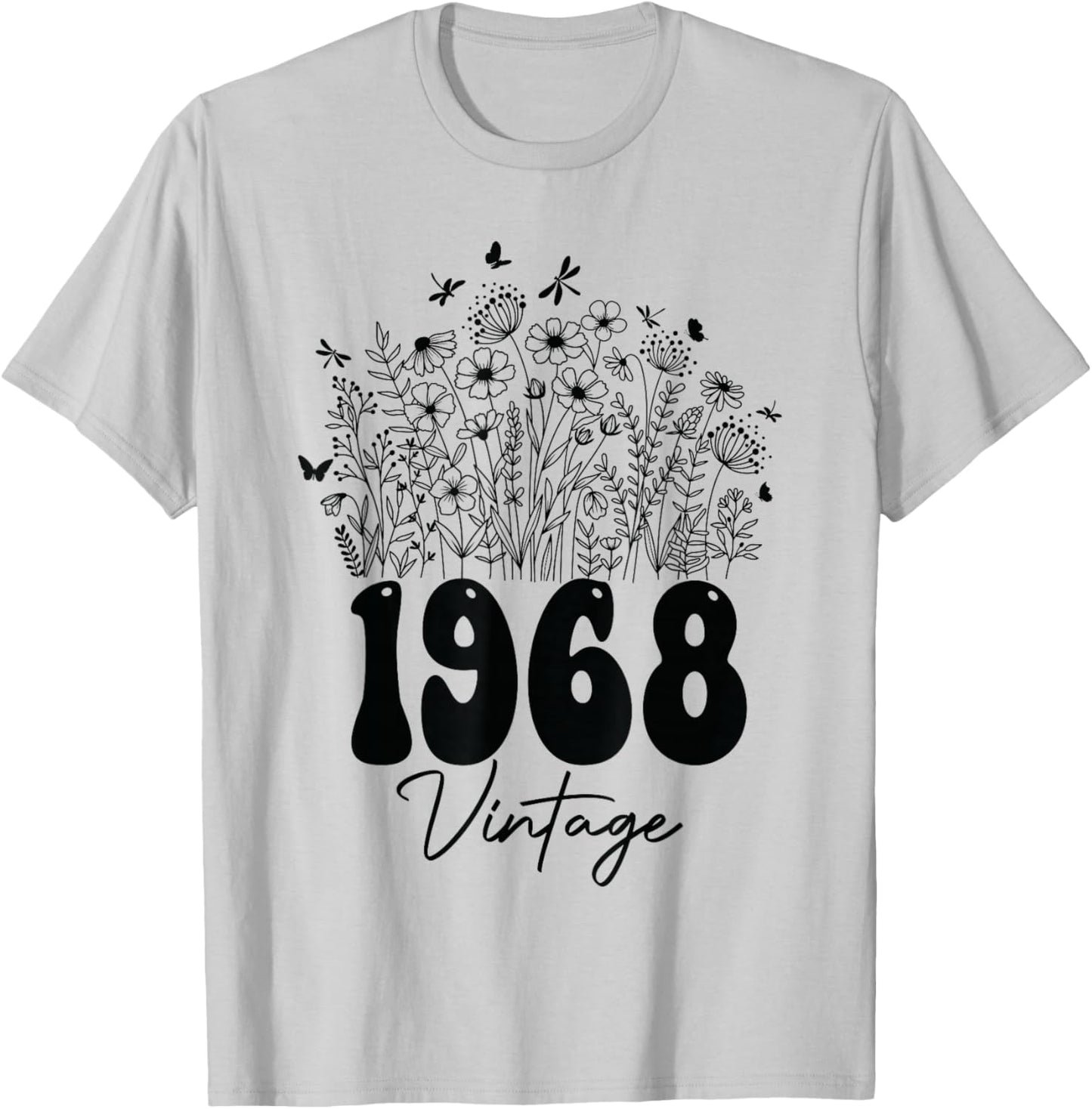 57 Years Old Vintage 1968 57th Women Birthday Wildflower T-Shirt - T-Shirt | Ash