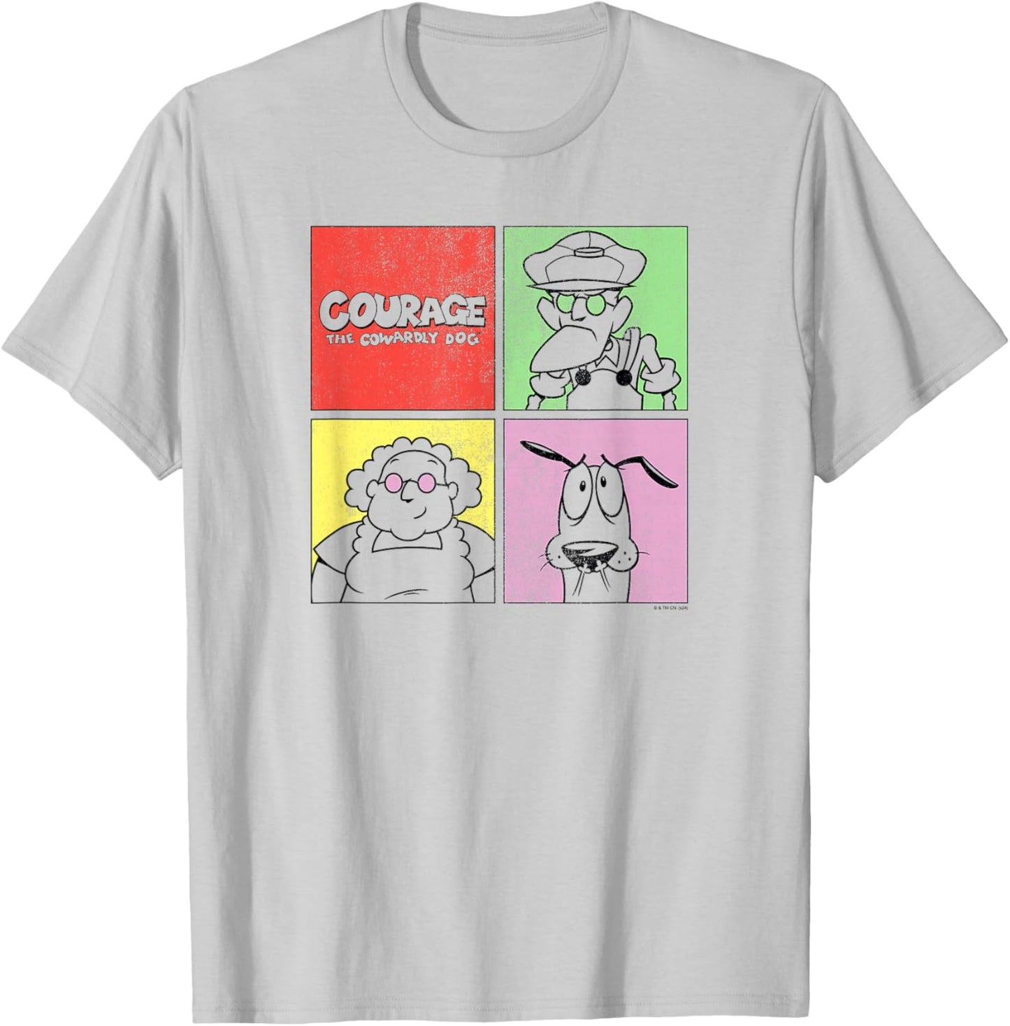 Courage The Cowardly Dog Family Pop Art Cartoon T-Shirt - T-Shirt | Ash