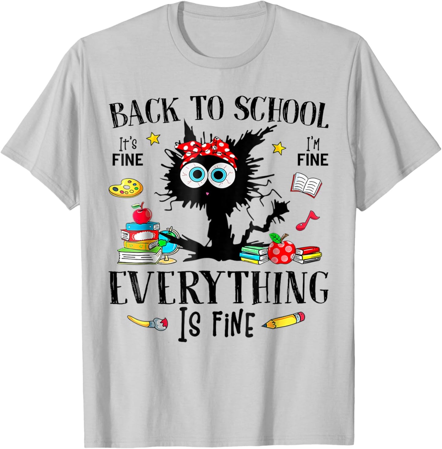 Back To School Frist Day Of School Teacher & Kids Funny Cat T-Shirt - T-Shirt | Ash