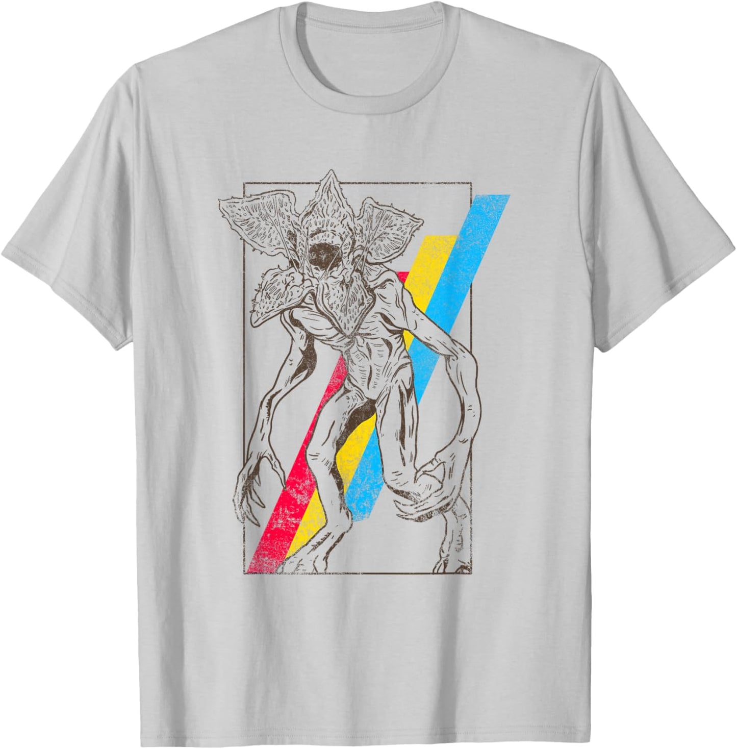Stranger Things Rainbow Demogorgon Vintage Distressed Poster T-Shirt - T-Shirt | Ash