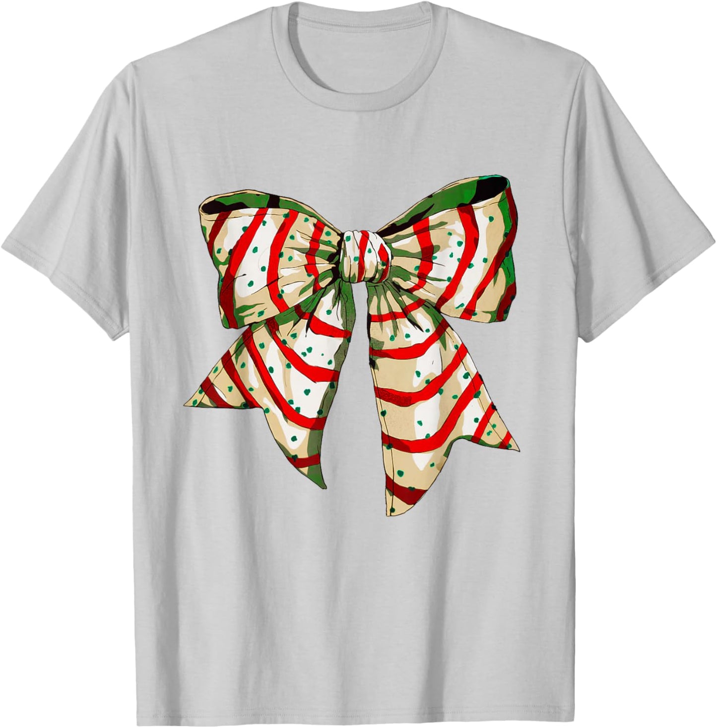 Funny Christmas Outfit Women Kids Christmas Coquette Bow Tree Cakes Xmas Pajamas Women Girl T-Shirt - T-Shirt | Ash