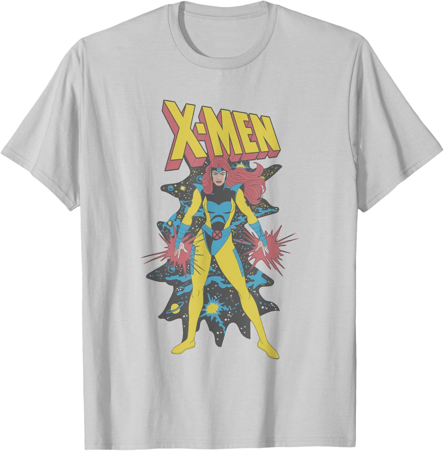 Marvel X-Men 90's TV Show Jean Grey Vintage Space Poster T-Shirt - T-Shirt | Ash