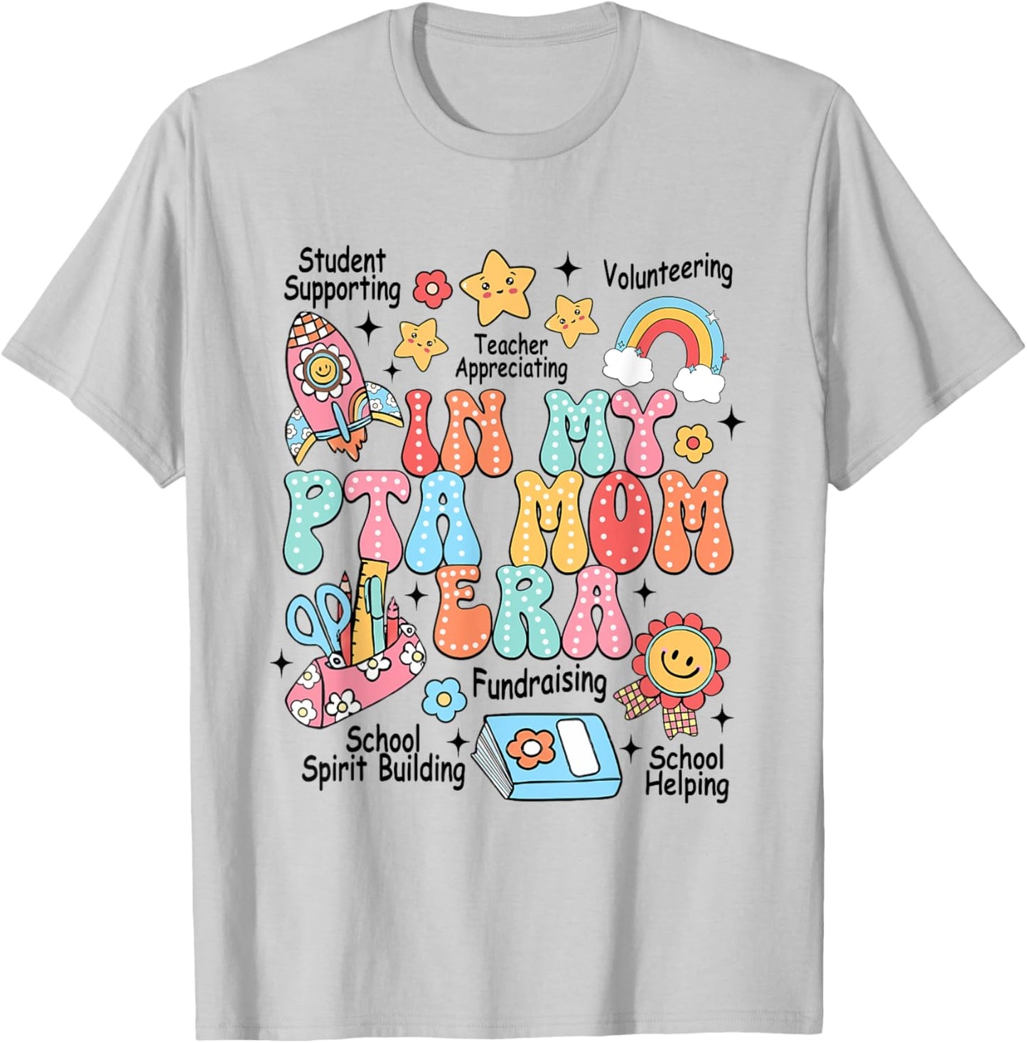 Retro In My PTA Mom Era Parent Organization Team Teacher T-Shirt - T-Shirt | Ash