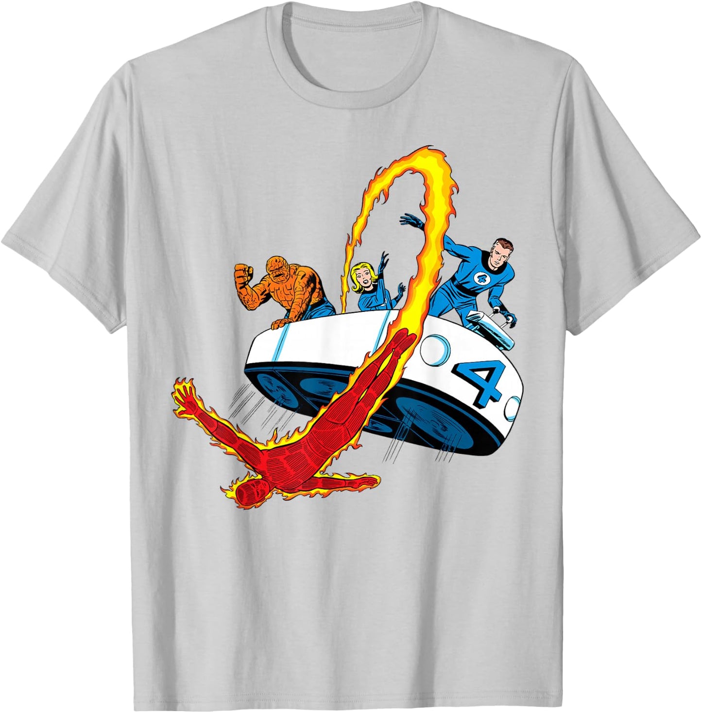 Marvel Fantastic Four Retro Fantasticar Team Small T-Shirt - T-Shirt | Ash