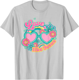 Retro Groovy Christian LOVE LIKE JESUS T-Shirt - T-Shirt | Ash